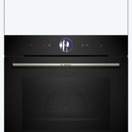 Bosch HSG7361B1, Series 8 Smart Built-in Oven, 60 x 60 cm,Black, Dirt-Repellent & Self-Cleaning, Air Fry, Bosch Assist Automatic, 3D Hot Air, Colour Touch Screen & Operating Ring, Black