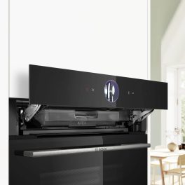 Bosch HSG7361B1, Series 8 Smart Built-in Oven, 60 x 60 cm,Black, Dirt-Repellent & Self-Cleaning, Air Fry, Bosch Assist Automatic, 3D Hot Air, Colour Touch Screen & Operating Ring, Black