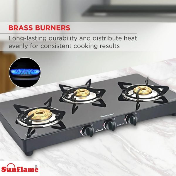 Sunflame, LPG Stove Prime XL SS, 3 Brass Burner