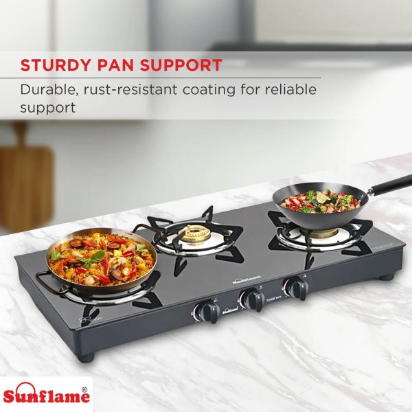 Sunflame, LPG Stove Prime XL SS, 3 Brass Burner