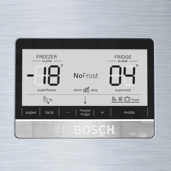 Bosch 4 Star 542 Litre 6 Series No-Frost Double Door Refrigerator, Vita Fresh, 13 hour Storage Period of Power Failure, Brushed steel, (KDN76AID0I)