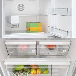Bosch 4 Star 542 Litre 6 Series No-Frost Double Door Refrigerator, Vita Fresh, 13 hour Storage Period of Power Failure, Brushed steel, (KDN76AID0I)