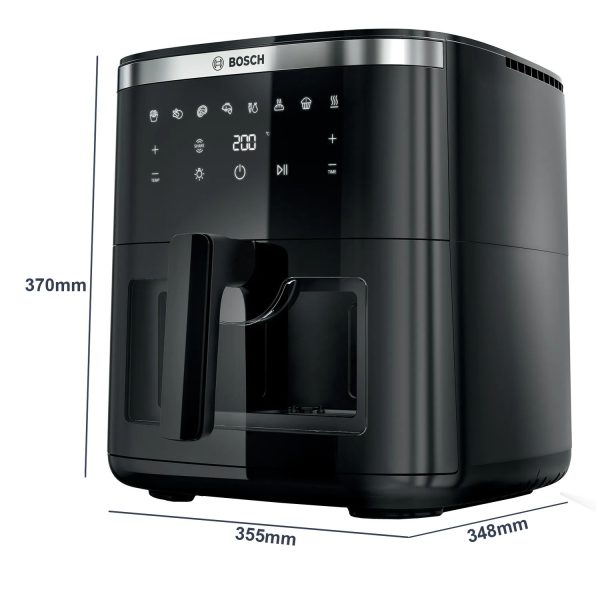 Bosch 1800 Watts Cripsmaxx Air Fryer 7.2L, With Touch Panel, Smart Integrated System, With Adjustable Grid With 7 Preset+ Preheat And Keep Warm Function, Black, MAF671B0IN