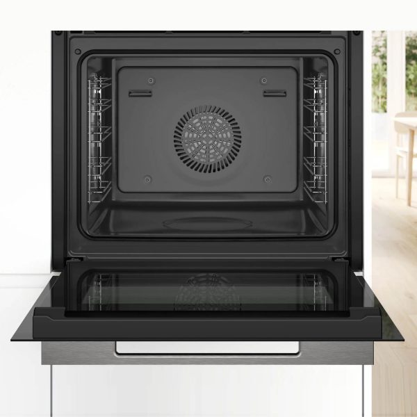 Bosch HSG7361B1, Series 8 Smart Built-in Oven, 60 x 60 cm,Black, Dirt-Repellent & Self-Cleaning, Air Fry, Bosch Assist Automatic, 3D Hot Air, Colour Touch Screen & Operating Ring, Black