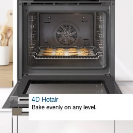 Bosch HSG7361B1, Series 8 Smart Built-in Oven, 60 x 60 cm,Black, Dirt-Repellent & Self-Cleaning, Air Fry, Bosch Assist Automatic, 3D Hot Air, Colour Touch Screen & Operating Ring, Black