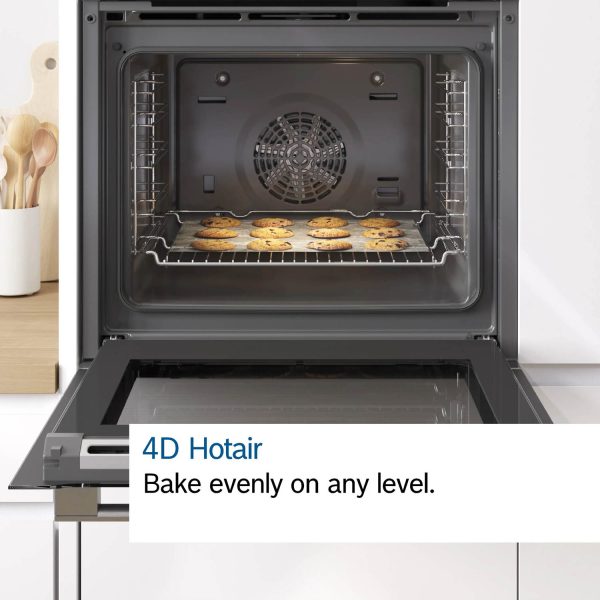 Bosch HSG7361B1, Series 8 Smart Built-in Oven, 60 x 60 cm,Black, Dirt-Repellent & Self-Cleaning, Air Fry, Bosch Assist Automatic, 3D Hot Air, Colour Touch Screen & Operating Ring, Black