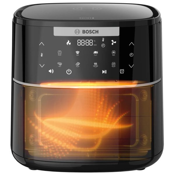 Bosch 1350 Watts Cripsmaxx Air Fryer 4L, With Touch Panel, Smart Integrated System, With Adjustable Grid With 6 Preset+ Preheat And Keep Warm Function, Black, MAF240B0IN