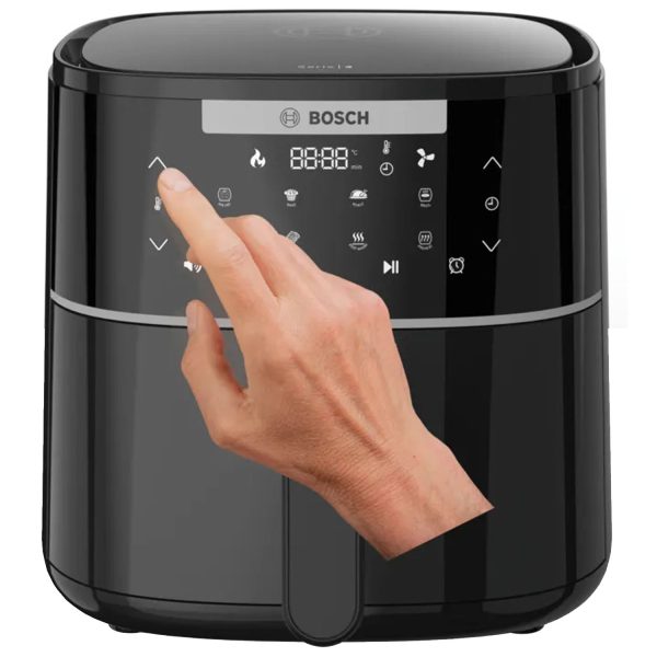 Bosch 1350 Watts Cripsmaxx Air Fryer 4L, With Touch Panel, Smart Integrated System, With Adjustable Grid With 6 Preset+ Preheat And Keep Warm Function, Black, MAF240B0IN