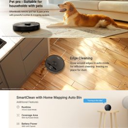Eureka Forbes Robo Vacuum Cleaner with 5 Hour Run Time, Smart App Control, Auto Bin and 65 Days of Hand Free Cleaning, Black, Smart Clean