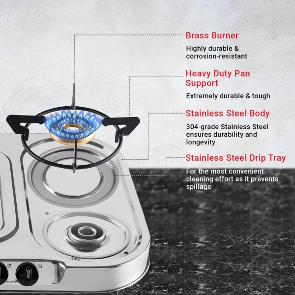 Sunflame LPG Stove Spectra DX 3 Brass Burner