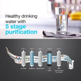 AO Smith Intelli UV+, 4.5 Litre (UV+US+SAPC) Water Purifier with 5 Stage Purification and Double Protection with 1st Dual Pass UV Chamber, Black