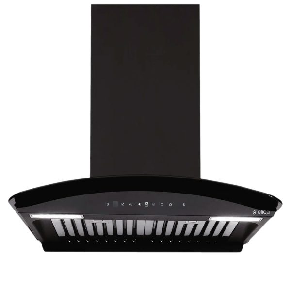 Elica GLACE HAC BF LTW 60 NERO, Auto Clean Curved Glass, 1425 CMPH BLDC Motor, Intelli-Sense 9 Speed Control, Heat Autoclean, Gesture Control, Baffle Filter, Black