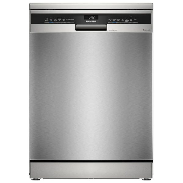Siemens iQ500 Drive Motor, 14 Place Settings Free-Standing Dishwasher, Vario Speed Plus, Anti-Fingerprint, Brushed Steel, SN25II00KI