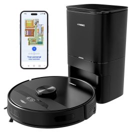 Eureka Forbes Robo Vacuum Cleaner with 5 Hour Run Time, Smart App Control, Auto Bin and 65 Days of Hand Free Cleaning, Black, Smart Clean