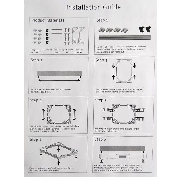 Bosch/Siemens Adjustable Pedestal Stand for all Front Load Washing Machine with Super-stable Anti Skid Feet, Grey