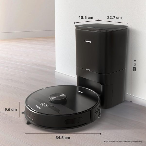Eureka Forbes Robo Vacuum Cleaner with 5 Hour Run Time, Smart App Control, Auto Bin and 65 Days of Hand Free Cleaning, Black, Smart Clean