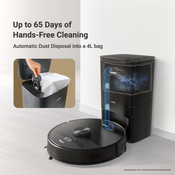 Eureka Forbes Robo Vacuum Cleaner with 5 Hour Run Time, Smart App Control, Auto Bin and 65 Days of Hand Free Cleaning, Black, Smart Clean