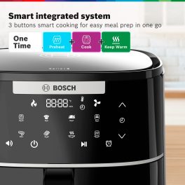 Bosch 1350 Watts Cripsmaxx Air Fryer 4L, With Touch Panel, Smart Integrated System, With Adjustable Grid With 6 Preset+ Preheat And Keep Warm Function, Black, MAF240B0IN