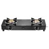 Sunflame Jumbo, 2 Burner Toughened glass top Gas Stove, Stainless steel drip tray, Durable Forged Brass Burners, Sturdy Pan Support, 5-Year Coverage on Burners & Glass, Black