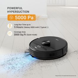 Eureka Forbes Robo Vacuum Cleaner with 5 Hour Run Time, Smart App Control, Auto Bin and 65 Days of Hand Free Cleaning, Black, Smart Clean