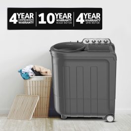 Whirlpool 8.5KG 5 Star Semi-Automatic Washing Machine with Turbo Lint Filter and Faster Drying, Grey Dazzle, Ace Turbo Dry Xtraa
