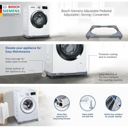 Bosch/Siemens Adjustable Pedestal Stand for all Front Load Washing Machine with Super-stable Anti Skid Feet, Grey