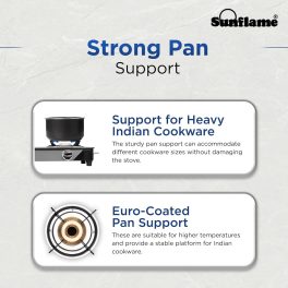 Sunflame LPG Stove GT Crown BK, 2 Brass Burner