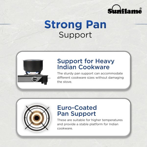 Sunflame LPG Stove GT Crown BK, 2 Brass Burner