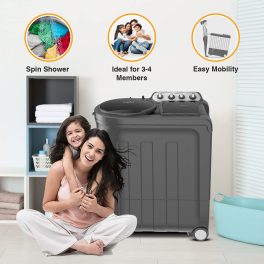 Whirlpool 8.5KG 5 Star Semi-Automatic Washing Machine with Turbo Lint Filter and Faster Drying, Grey Dazzle, Ace Turbo Dry Xtraa