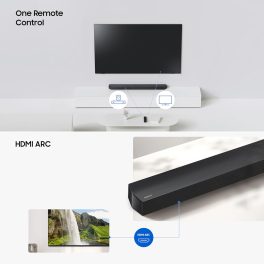 Samsung 370 W 3.1ch Soundbar with Dolby Audio, DTS Virtual X, Q-Symphony, Center Speaker, 3D Surround Sound, HDMI ARC, Optical in, Bluetooth, USB, Wireless Subwoofer, Black, HW-B650F/XL