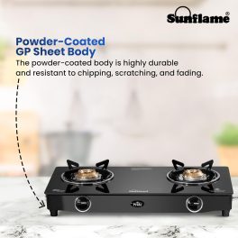 Sunflame LPG Stove GT Crown BK, 2 Brass Burner