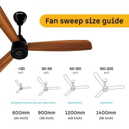 Atomberg 1200mm BLDC Ceiling Fan with Remote Control, 5 star Rated Energy Efficient Fan, High Air Delivery with LED Indicators, Honey Maplewood, Renesa Prime