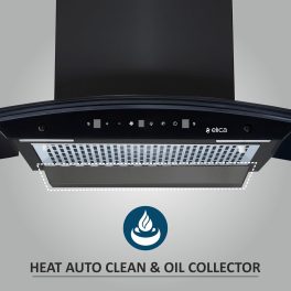 Elica GLACE HAC BF LTW 60 NERO, Auto Clean Curved Glass, 1425 CMPH BLDC Motor, Intelli-Sense 9 Speed Control, Heat Autoclean, Gesture Control, Baffle Filter, Black
