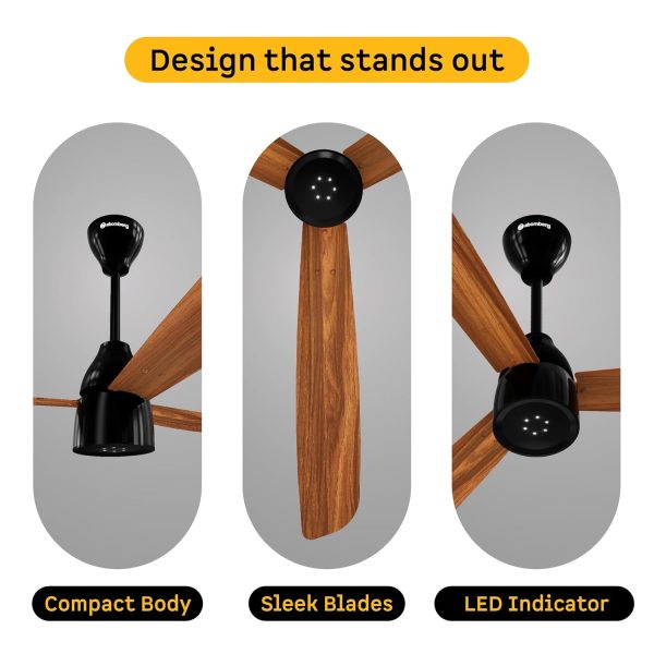 Atomberg 1200mm BLDC Ceiling Fan with Remote Control, 5 star Rated Energy Efficient Fan, High Air Delivery with LED Indicators, Honey Maplewood, Renesa Prime