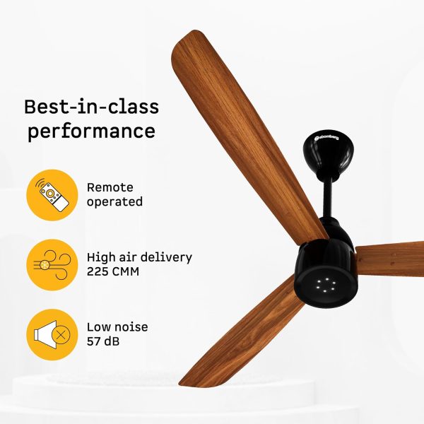 Atomberg 1200mm BLDC Ceiling Fan with Remote Control, 5 star Rated Energy Efficient Fan, High Air Delivery with LED Indicators, Honey Maplewood, Renesa Prime
