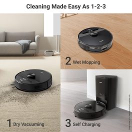 Eureka Forbes Robo Vacuum Cleaner with 5 Hour Run Time, Smart App Control, Auto Bin and 65 Days of Hand Free Cleaning, Black, Smart Clean