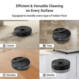 Eureka Forbes Robo Vacuum Cleaner with 5 Hour Run Time, Smart App Control, Auto Bin and 65 Days of Hand Free Cleaning, Black, Smart Clean