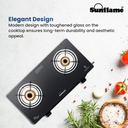Sunflame LPG Stove GT Crown BK, 2 Brass Burner
