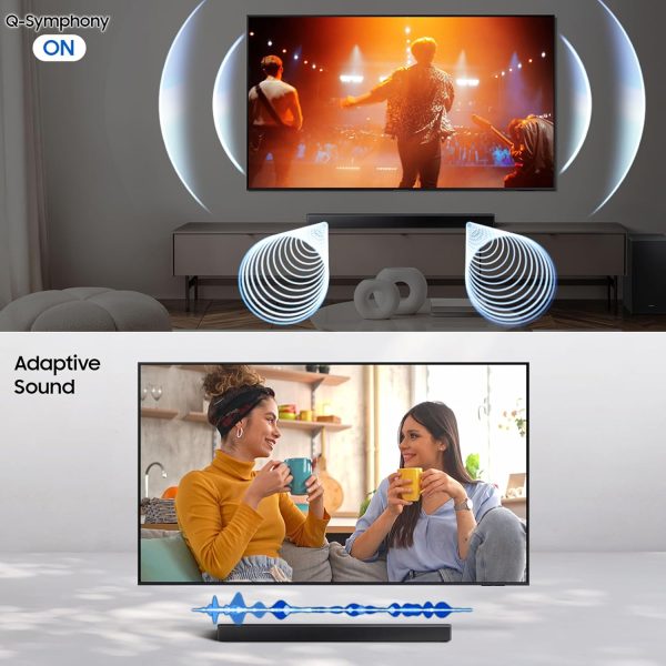 Samsung 370 W 3.1ch Soundbar with Dolby Audio, DTS Virtual X, Q-Symphony, Center Speaker, 3D Surround Sound, HDMI ARC, Optical in, Bluetooth, USB, Wireless Subwoofer, Black, HW-B650F/XL