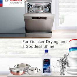 Bosch 400Ml Rinse Aid for Dishwasher Liquid, Works with any dishwasher and Removes Water Spots