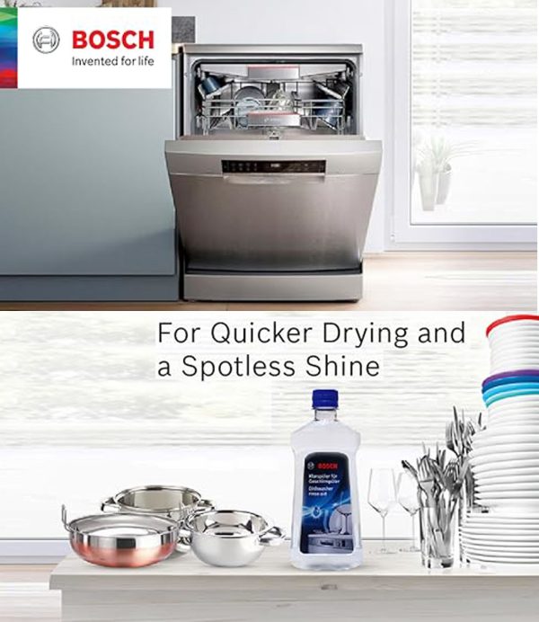 Bosch 400Ml Rinse Aid for Dishwasher Liquid, Works with any dishwasher and Removes Water Spots