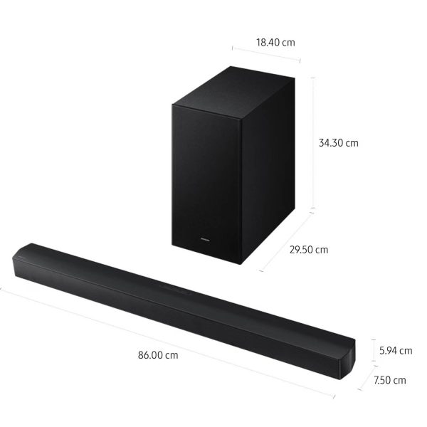 Samsung 370 W 3.1ch Soundbar with Dolby Audio, DTS Virtual X, Q-Symphony, Center Speaker, 3D Surround Sound, HDMI ARC, Optical in, Bluetooth, USB, Wireless Subwoofer, Black, HW-B650F/XL