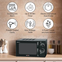 Kenstar Dura Chef 20 Litre 700W Solo Microwave Ovenwith 30 Min Timer (Black Color), KM20SSLN
