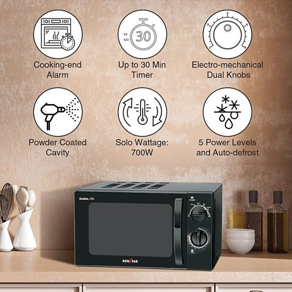 Kenstar Dura Chef 20 Litre 700W Solo Microwave Ovenwith 30 Min Timer (Black Color), KM20SSLN