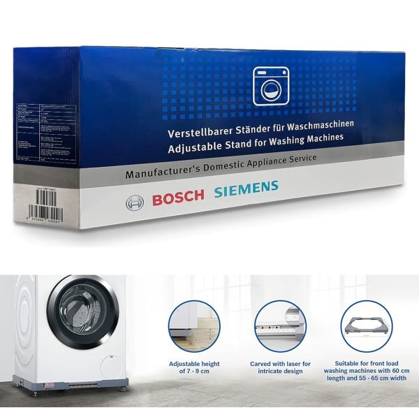 Bosch/Siemens Adjustable Pedestal Stand for all Front Load Washing Machine with Super-stable Anti Skid Feet, Grey