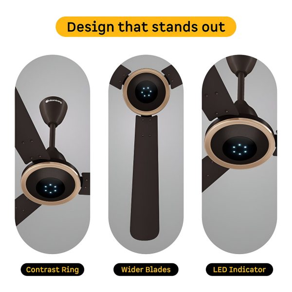 Atomberg 1230MM Designer Ceiling Fan with 5 Star Rating, Remote, LED Speed Indicator and 2 Year Manufacturer Warranty, Erica Meta, Blaze Brown