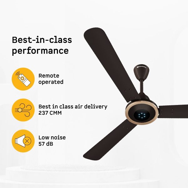 Atomberg 1230MM Designer Ceiling Fan with 5 Star Rating, Remote, LED Speed Indicator and 2 Year Manufacturer Warranty, Erica Meta, Blaze Brown