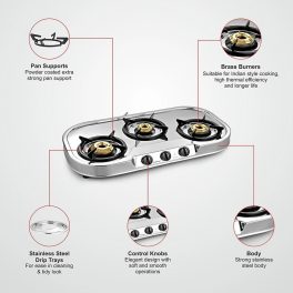 Sunflame LPG Stove Spectra DX 3 Brass Burner