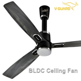 V-guard 1200MM BLDC Ceiling Fan with 370 RPM, Timer and Remote, Wooden Black, Airwiz Light