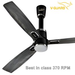 V-guard 1200MM BLDC Ceiling Fan with 370 RPM, Timer and Remote, Wooden Black, Airwiz Light